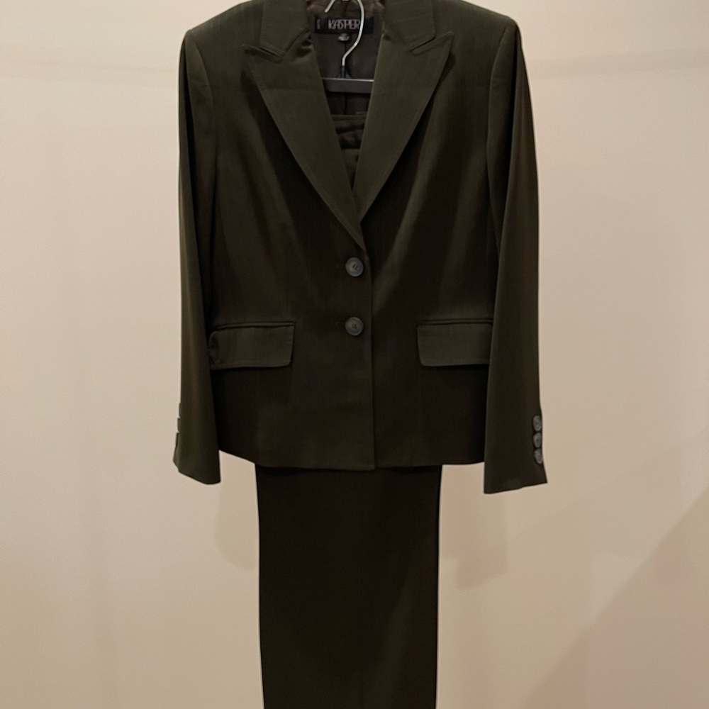 Stylish pinstripe Kasper pantsuit